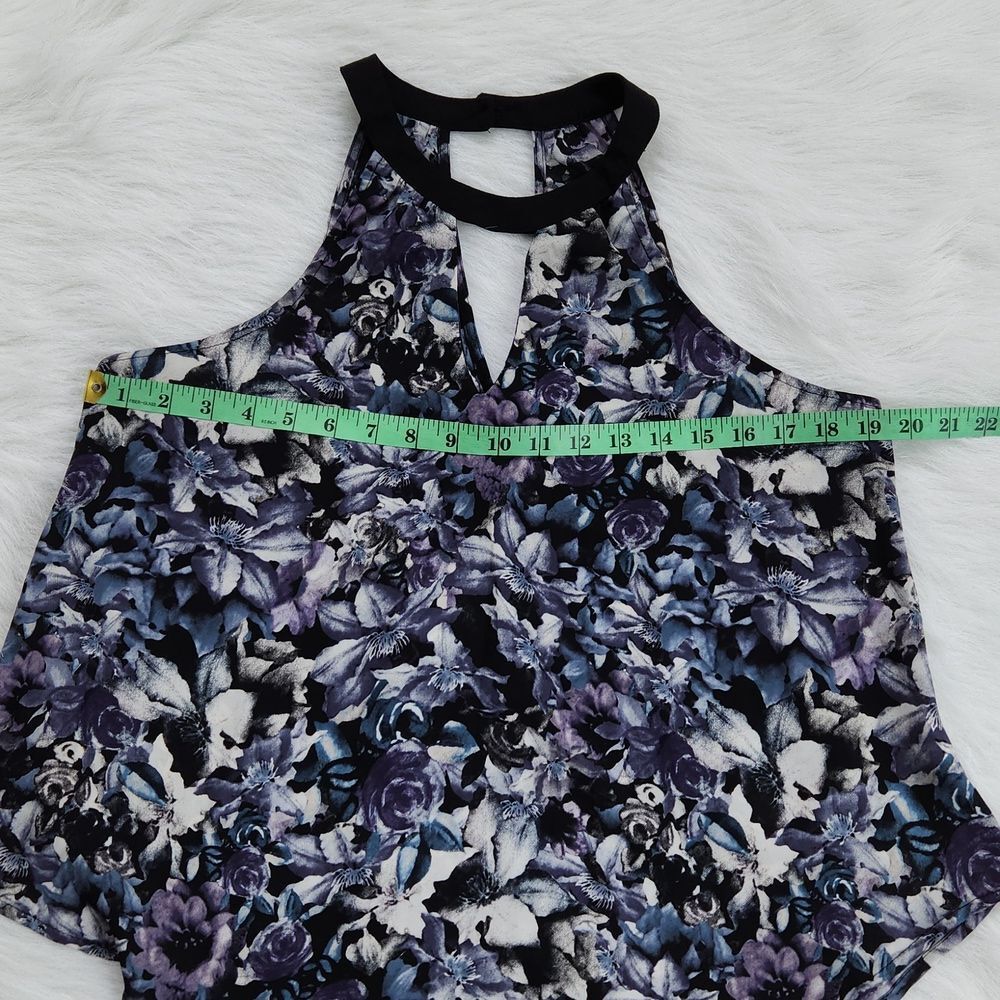 Astr -214 High neck floral sleeveless blouse grey purple Y2K Medium - Picture 8 of 8